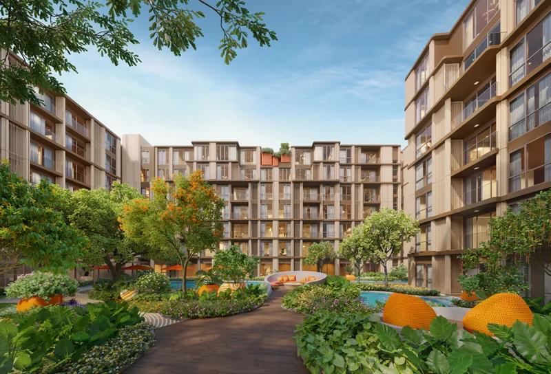 CANVAZ Palette Cherngtalay — landscaped walkway through the courtyard