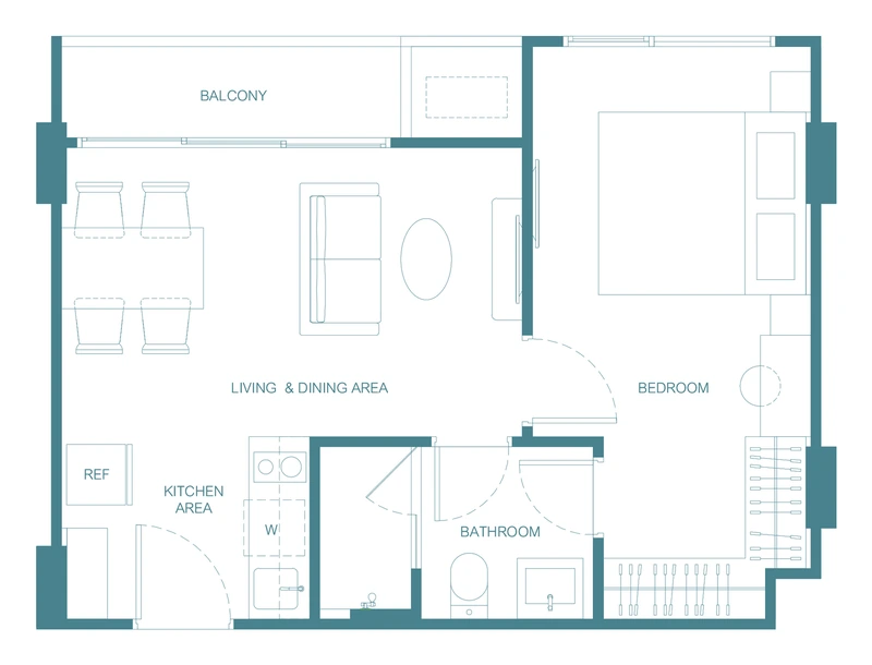 CANVAZ Palette Cherngtalay — floor plan 1A(Pet), 42.5–42.75 m²