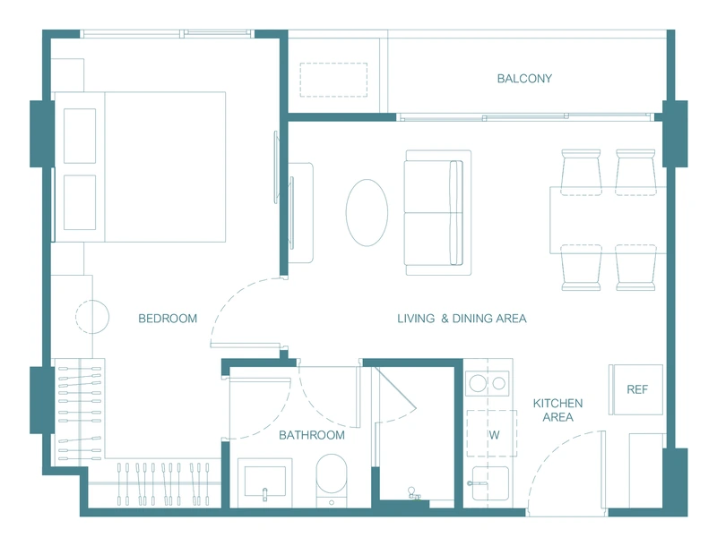 CANVAZ Palette Cherngtalay — floor plan 1Am, 42.5–42.75 m²