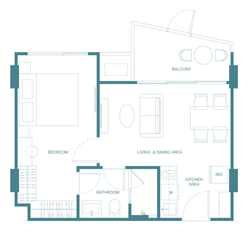 CANVAZ Palette Cherngtalay — floor plan 1Am(Garden), 45 m²
