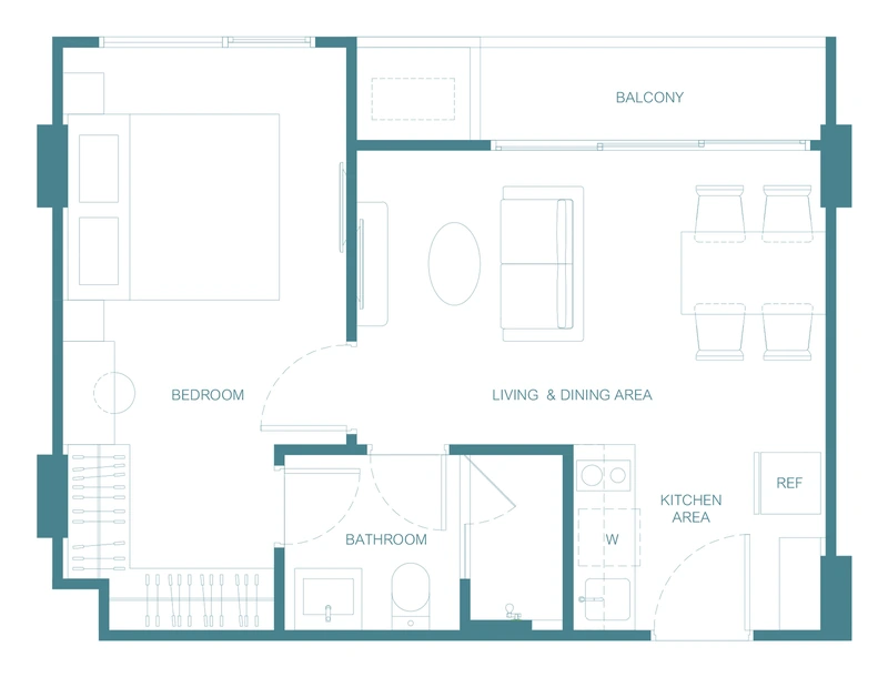 CANVAZ Palette Cherngtalay — floor plan 1Am(Pet), 42.5–42.75 m²