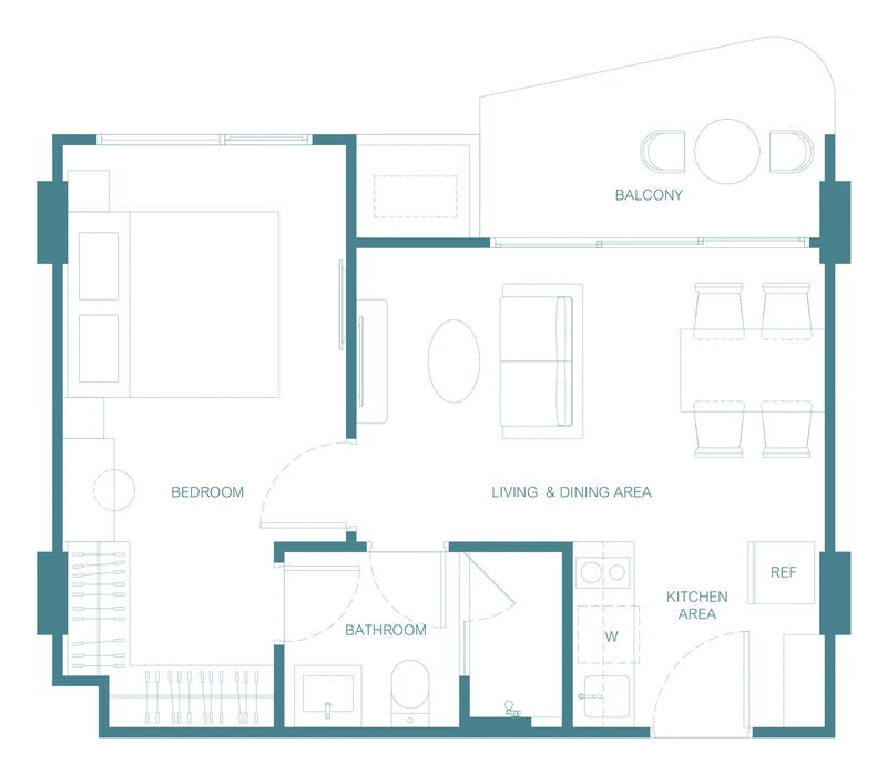 CANVAZ Palette Cherngtalay — floor plan 1Am(Pool), 44.75 m²