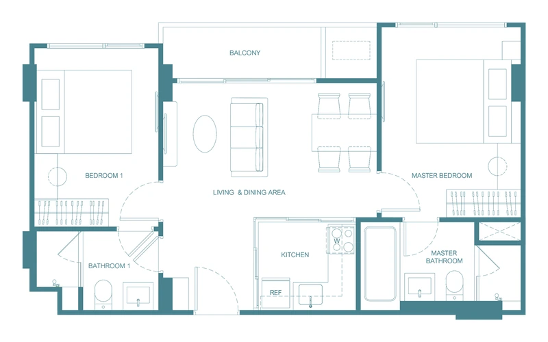 CANVAZ Palette Cherngtalay — floor plan 2Am-1, 62 m²